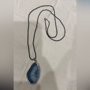 Blue Agate Pendant Necklace
